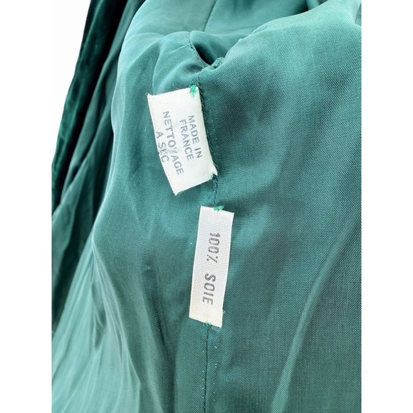 Vintage 1930s Full Length Emerald Velvet Robe Gold Embroidered Silk Lined - Picture 4 of 12